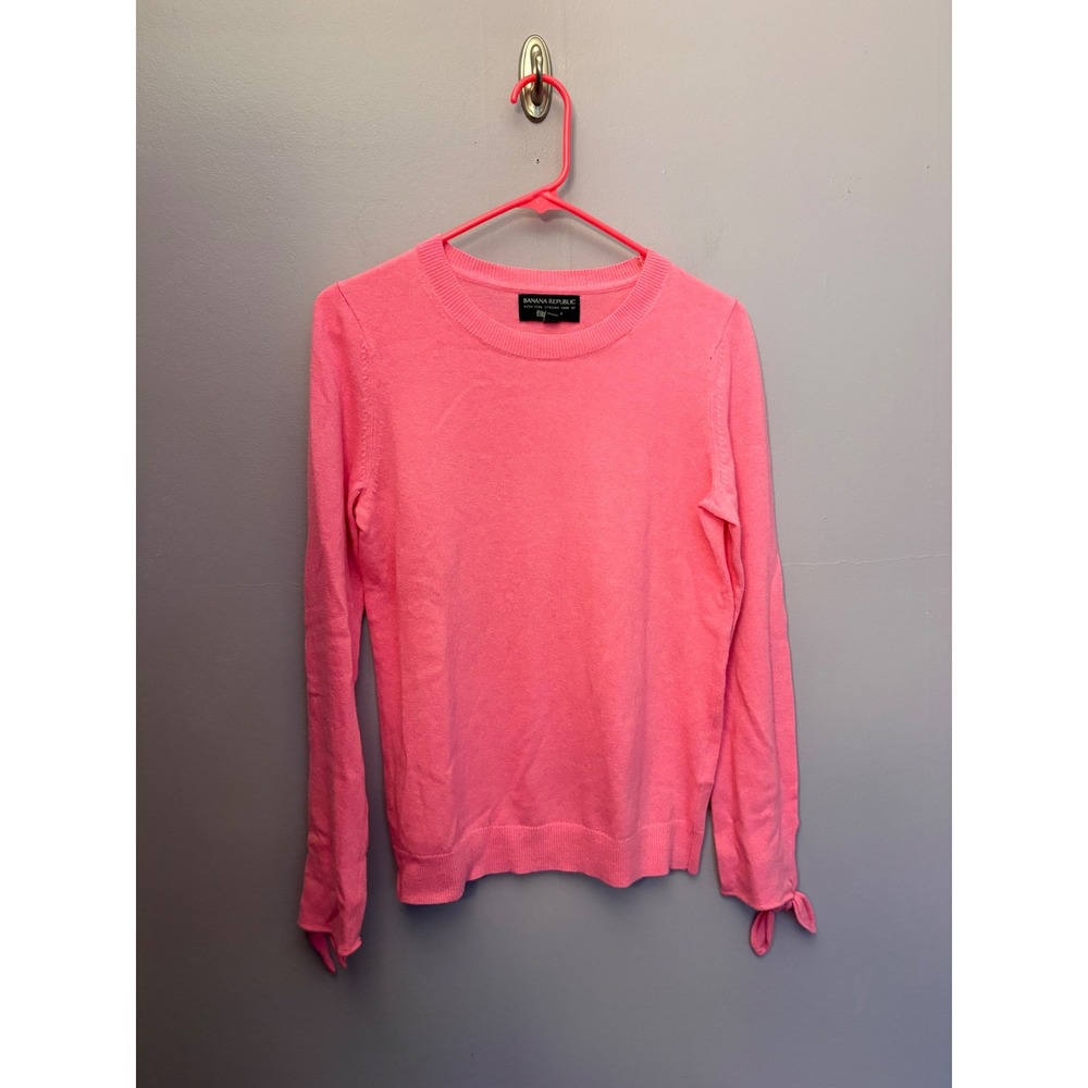Banana Republic Italian‎ Yarn Filpucci Pink Crewneck Sweater Tie Wool Cashmere S
